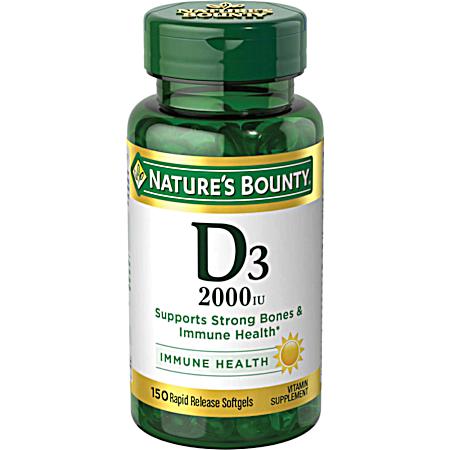 Vitamin D3 2000 IU Vitamin Supplement Softgels - 150 ct