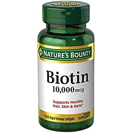 Biotin 10000mcg Vitamin Supplement Softgels - 120 ct