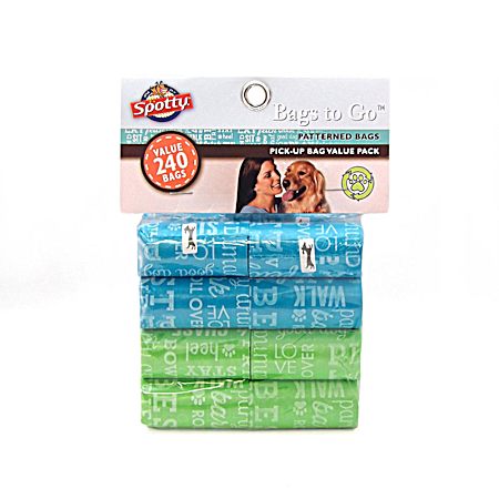 Bags to Go Blue & Green Typography Print Pet Waste Bags - 240 Ct