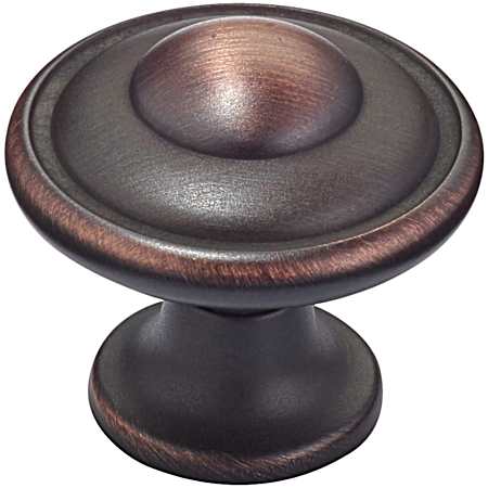 1-3/16 in Brushed Oil-Rubbed Bronze Traditional Metal Knobs - 10 Pk