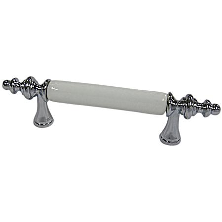 3 in Chrome & White Traditional Metal Pull