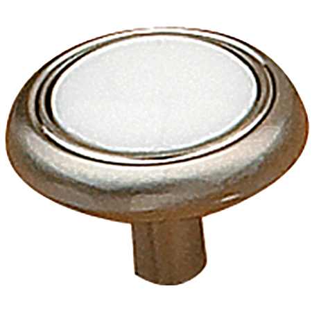 1-1/4 in White & Brushed Nickel Eclectic Metal & Ceramic Knob