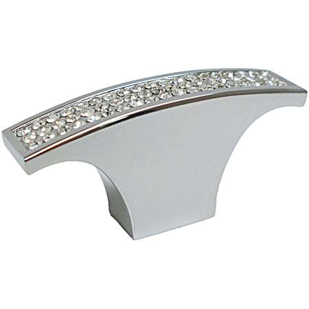 2-1/2 in Crystal & Chrome Contemporary Metal Knob