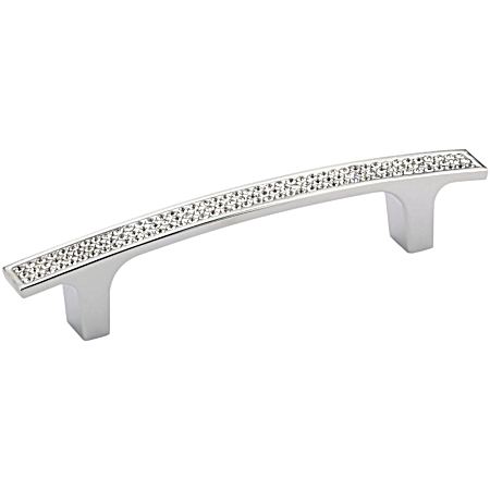 3-25/32 in Crystal & Chrome Contemporary Metal Pull