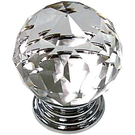 1-9/16 in Clear & Chrome Eclectic Metal & Acrylic Knob