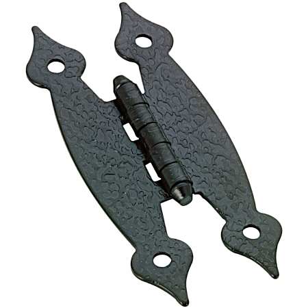 Traditional Metal Country Hinge in Black Finish - 2 Pk