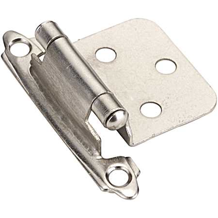 Brushed Nickel Finish Semi-Concealed Self-Closing Hinge - 2 Pk