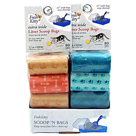 80 Ct XL Deluxe Litter Scoop Refill Bags - Assorted