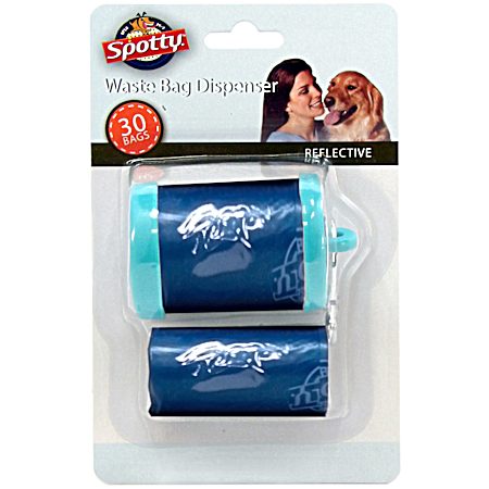 Reflective Tube Dog Waste Bag Dispenser w/ 30 Bags