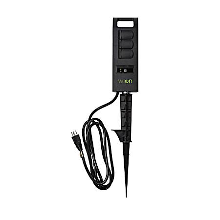 10-Amp WiOn Outdoor Plug-In Wi-Fi Wireless Switch 3-Outlet Yard Stake Timer w/6 ft Cord