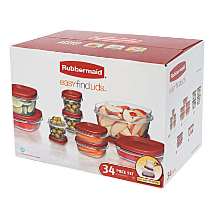 34 Pc Food Storage Containers w/ Easy Find Lids