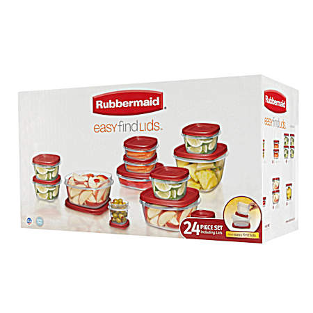 24 Pc Food Storage Containers w/ Easy Find Lids