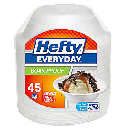 Everyday Soak Proof Foam Bowls - 45 Pk