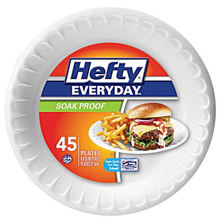 Everyday Soak Proof 8.875 in Foam Plates - 45 Pk