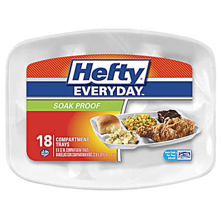 Everyday Soak Proof 9 in x 12 in Foam Compartment Trays - 18 Pk