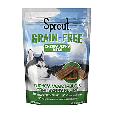 Grain-Free Chewy Jerky Bites  Turkey Recipe Dog Treats, 12 oz