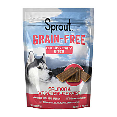 Grain-Free Chewy Jerky Bites Salmon Recipe Dog Treats, 12 oz