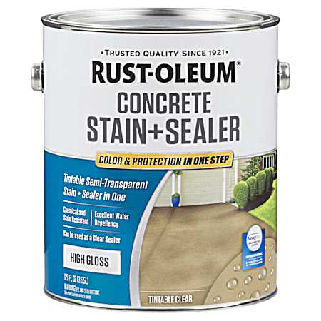 120 fl oz Concrete High-Gloss Tintable Semi-Transparent Stain & Sealer
