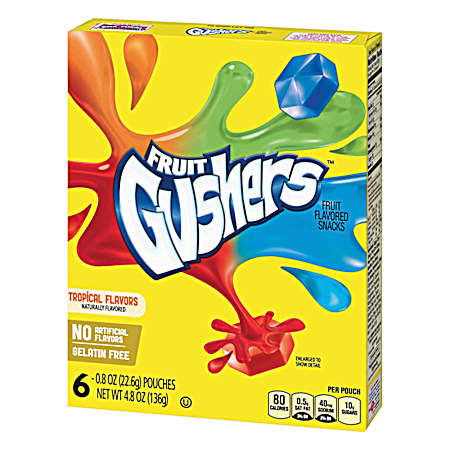 Tropical Fruit Gushers Fruit Snacks - 6 Pk