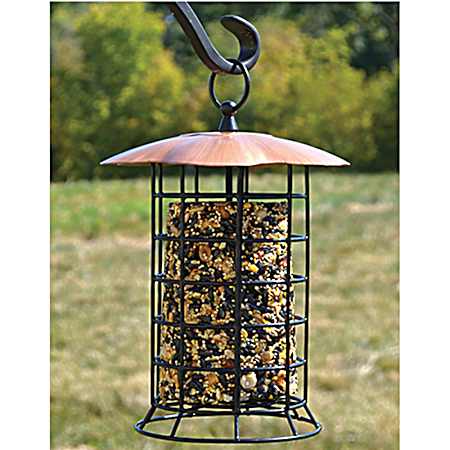 Large Copper Roof Suet Log Wild Bird Feeder