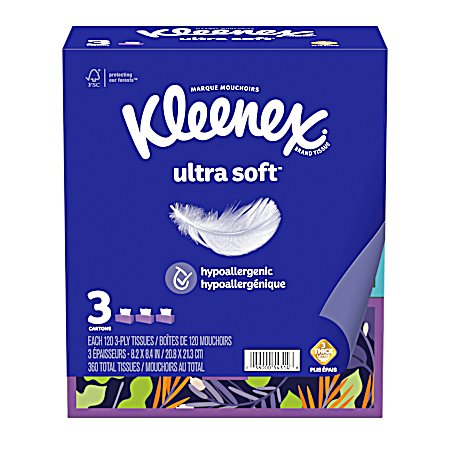 Ultra Soft 120 Ct Facial Tissue - 3 Pk