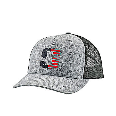 Men's Grey/Black USA Icon Mesh Snap-Back Trucker Cap