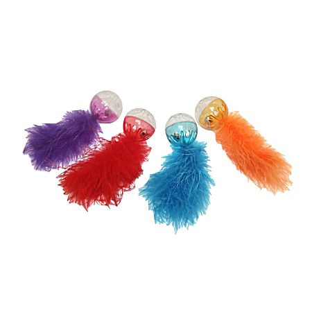 Lattice Ball w/ Feather Cat Toy - 2 Pk