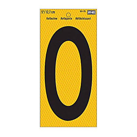 5 in Yellow Reflective Number 0