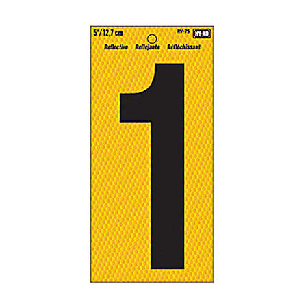 5 in Yellow Reflective Number 1
