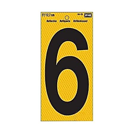 5 in Yellow Reflective Number 6
