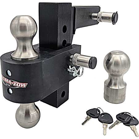 Aluma-Tow Ultra Black Oxide 6 in Drop Adjustable Hitch Mount W/ Carrying Case, 2 in Receiver