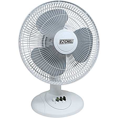 12 in White Oscillating Table Fan