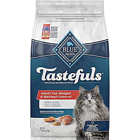Adult Tastefuls Weight & Hairball Control Chicken & Brown Rice Dry Cat Food, 7 lbs
