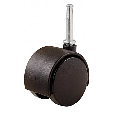 Black Office Chair Stem Caster Twin Wheel w/ Soft Tread - 2 Pk