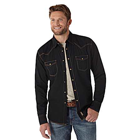 Men's Retro Button Front Long Sleeve Shirt