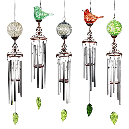Bird/Orb Solar Glass Windchime - Assorted
