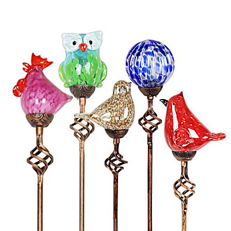 Solar Glass Finial Stake - Assorted