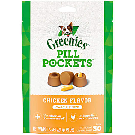 Pill Pockets Capsule Size Chicken Flavor Dog Treats 7.9 oz