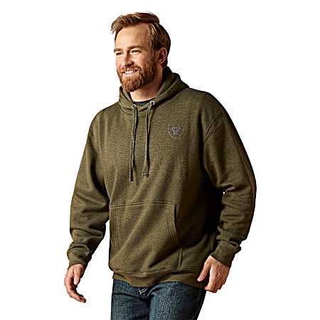 Men's Brine Olive Heather Pullover Faded Hoodie