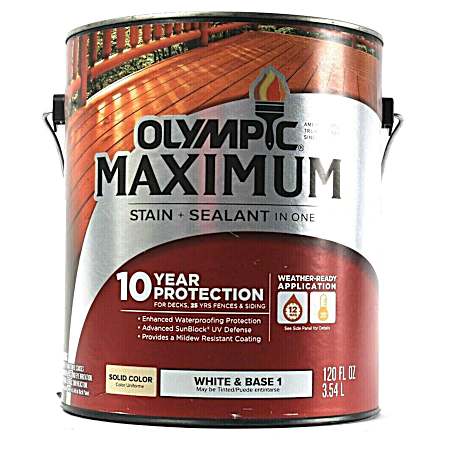 1 gal Solid Color White & Base 1 Maximum 10-Year Deck Stain & Sealant