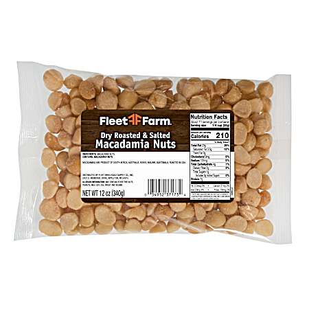 12 oz Dry Roasted & Salted Macadamia Nuts