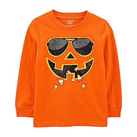 Toddlers' Orange Halloween Pumpkin Long Sleeve Shirt