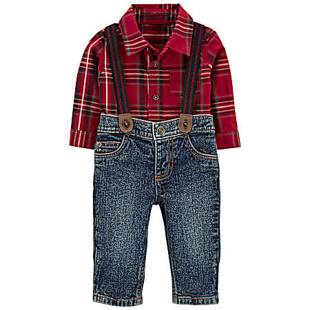 Infant Boys' Red Plaid Holiday Set - 2 Pc