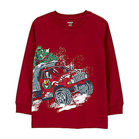Little Boys' Red Crashing Snow Long Sleeve Shirt
