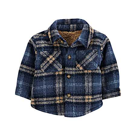 Infant Boys' Navy Plaid Flannel Shacket