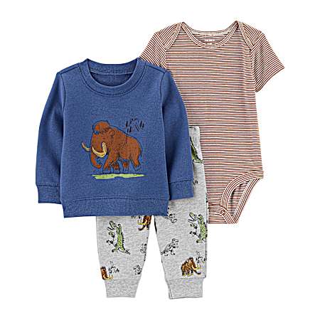 Infant Blue Woolly Mammoth Set - 3 Pc