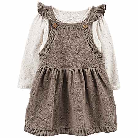 Infant Girls' Grey/Ivory Dress - 2 Pc