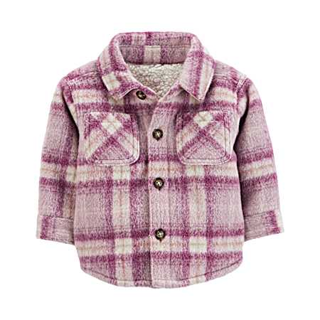 Infant Girls' Pink Plaid Flannel Shacket