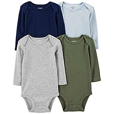 Infant Solid Colored Bodysuit Pack - 4 Pk