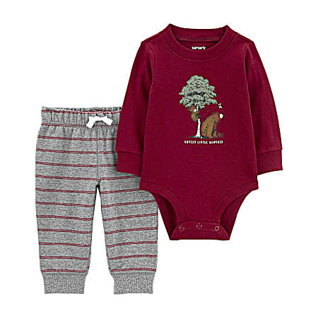 Infant Burgundy Stripe Set - 2 Pc